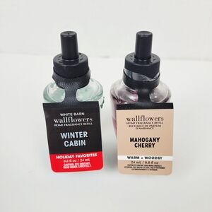 2-Bath Body Works Wallflowers Mahogany Cherry~Winter Cabin~Fragrance Refills